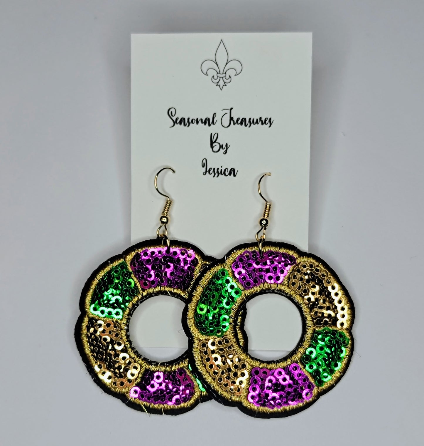 Mardi Gras King Cake Earrings