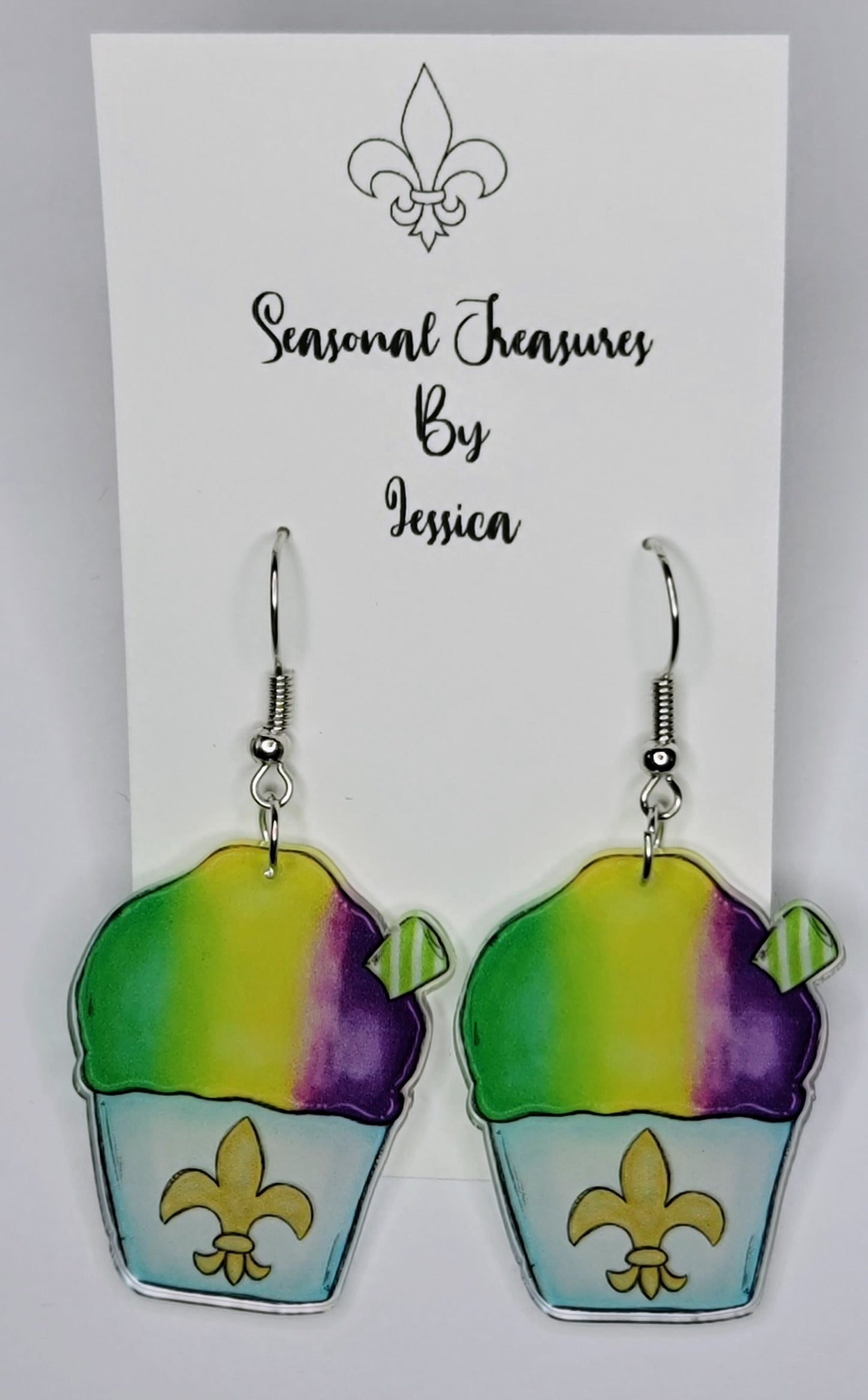 Mardi Gras Snowball Earrings