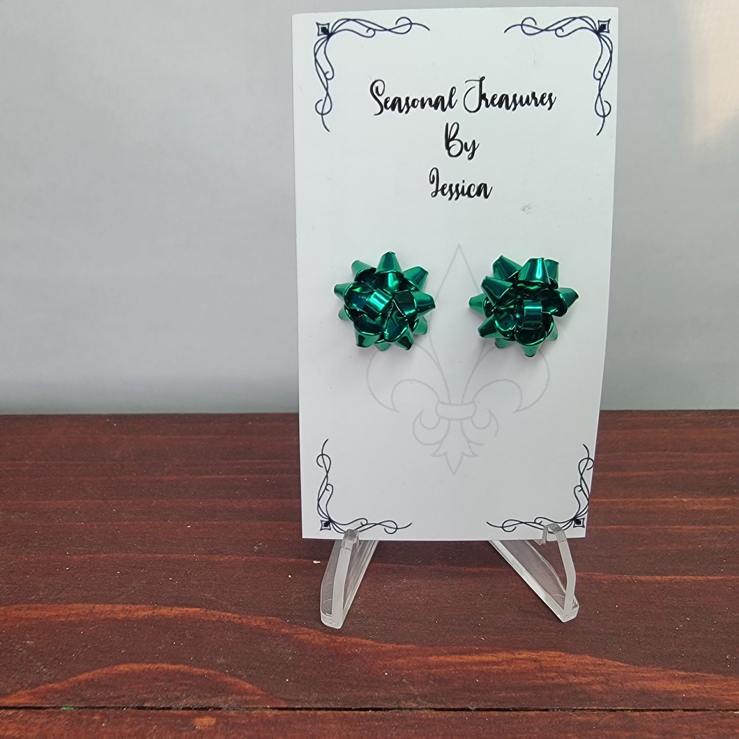 Christmas Bow Earrings Studs