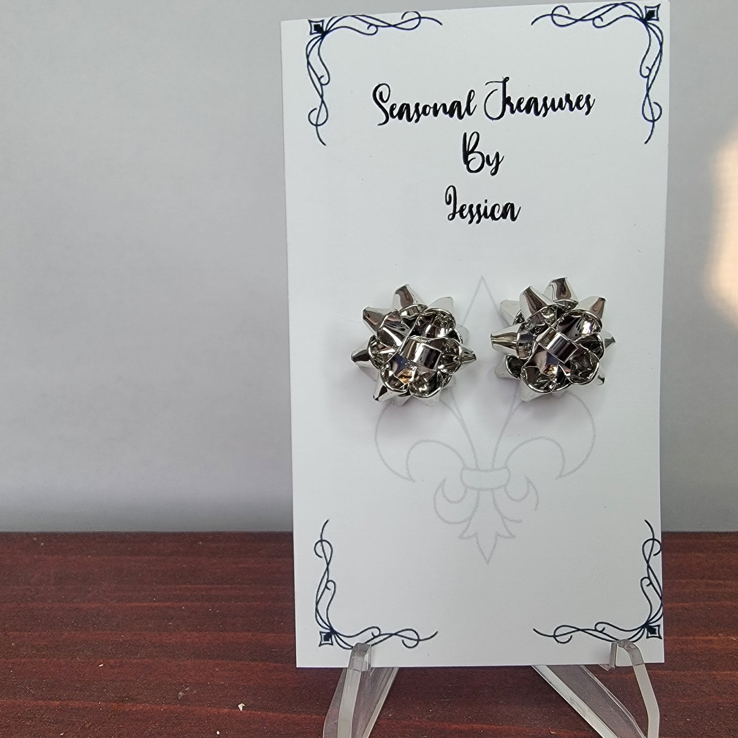 Christmas Bow Earrings Studs