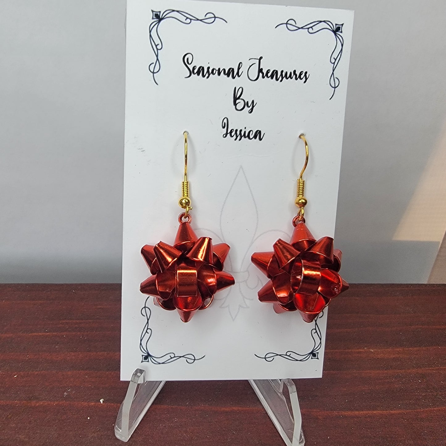 Christmas Bow Earrings Dangles