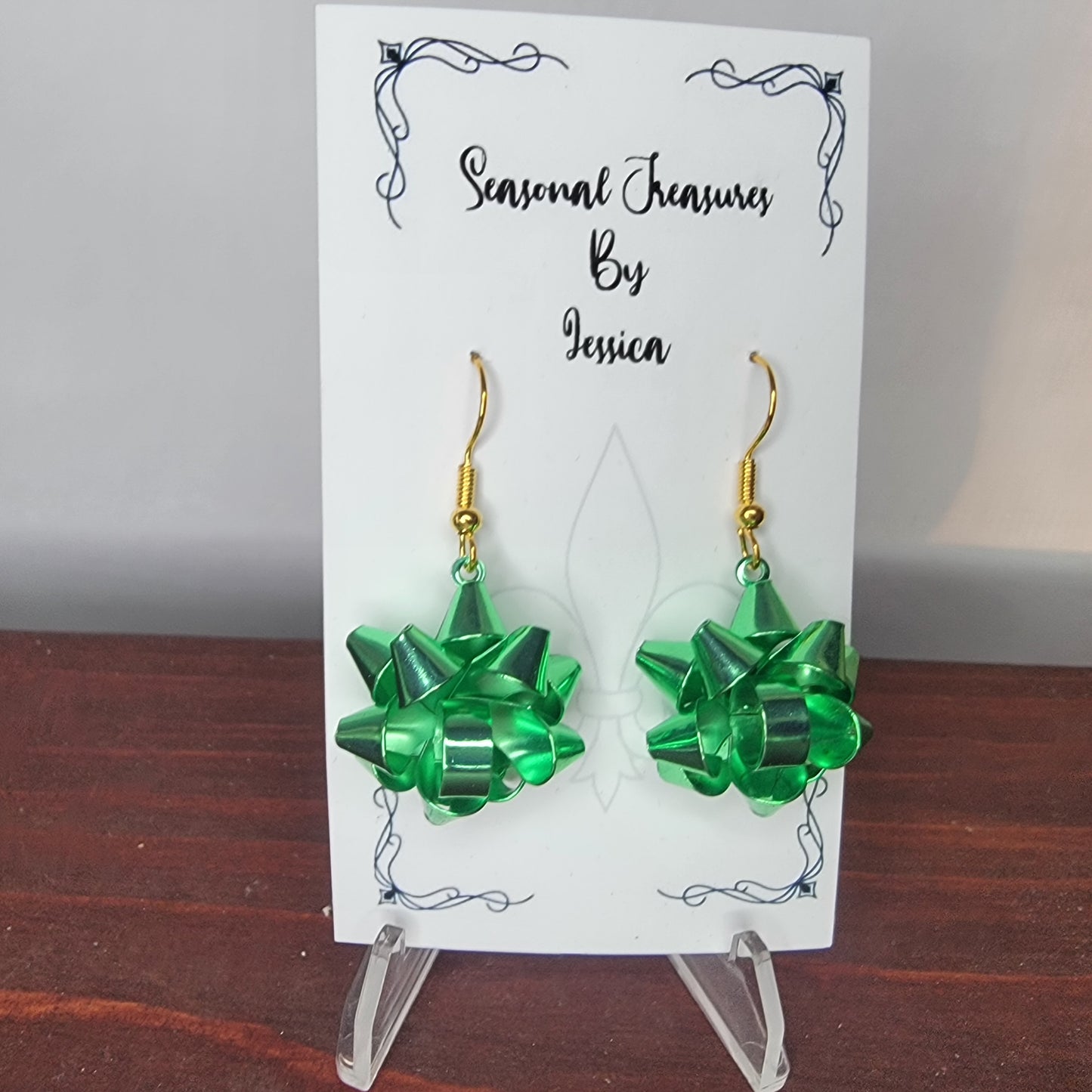 Christmas Bow Earrings Dangles