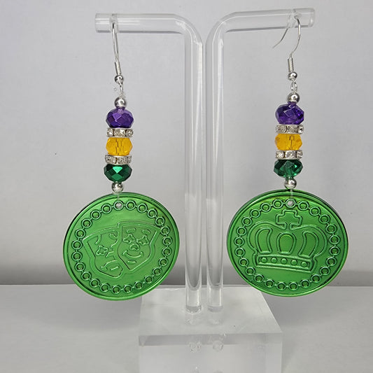 Handmade Mardi Gras Doubloon Earrings