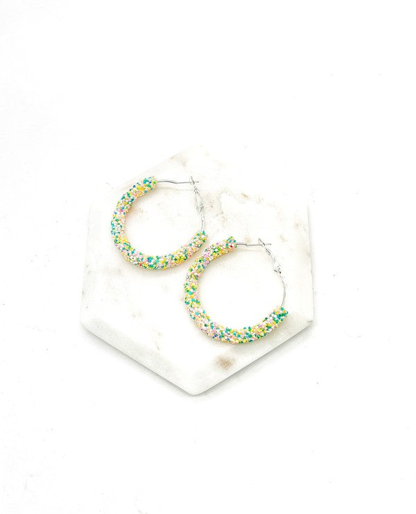 Spring Glitter Hoop Earrings Easter