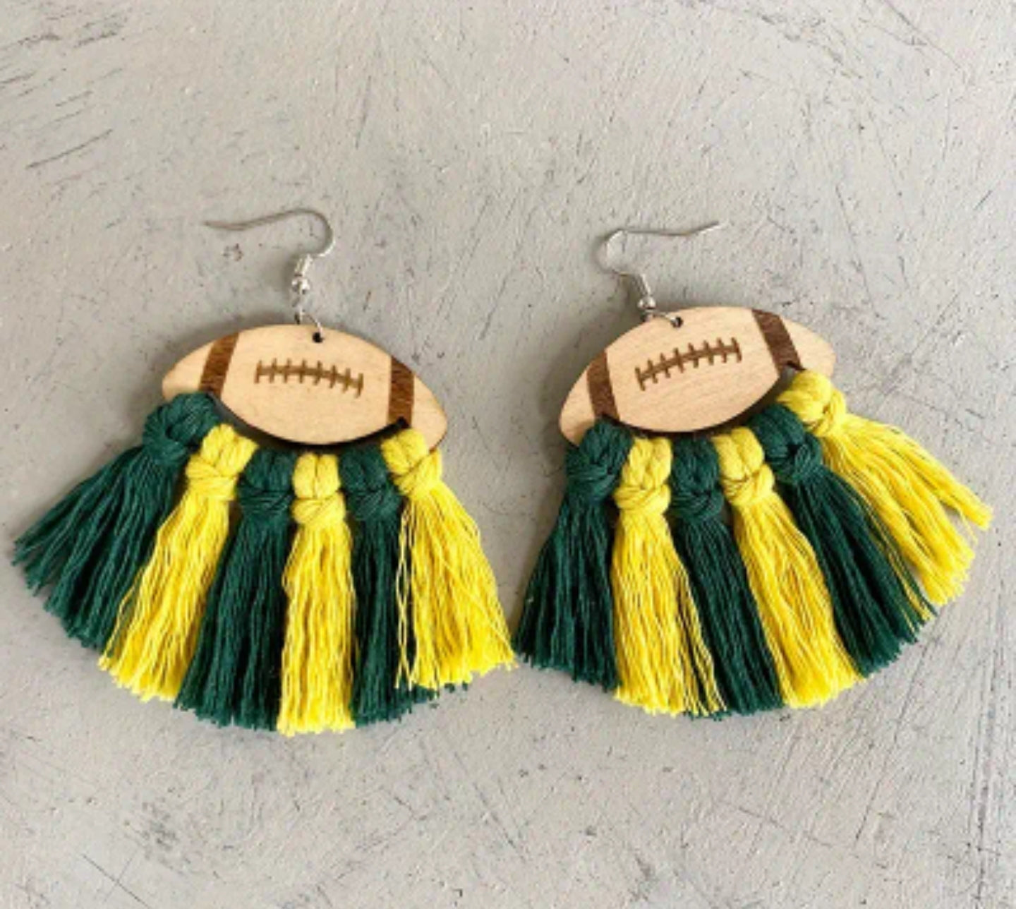 Football Earrings Green and Yellow