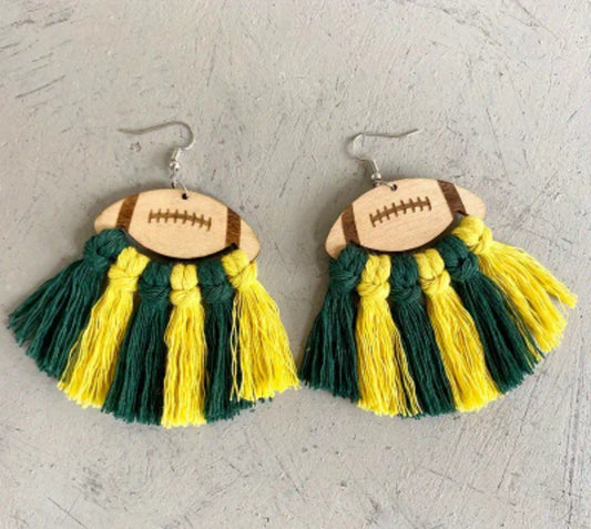 Football Earrings Green and Yellow