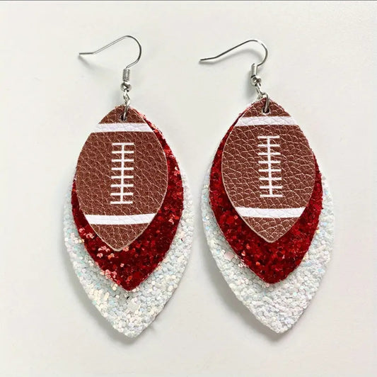 Football Earrings Red and White