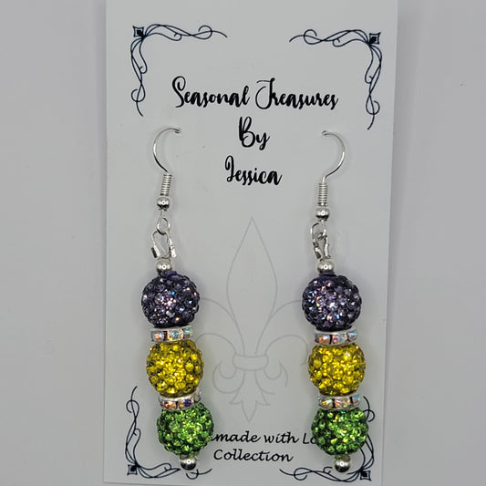 Handmade Purple, Gold and Green Beaded Mardi Gras