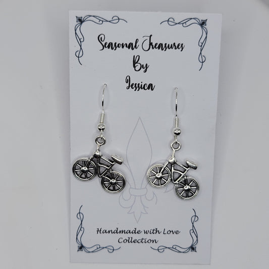 Handmade Bicycle Earrings in Sterling Silver
