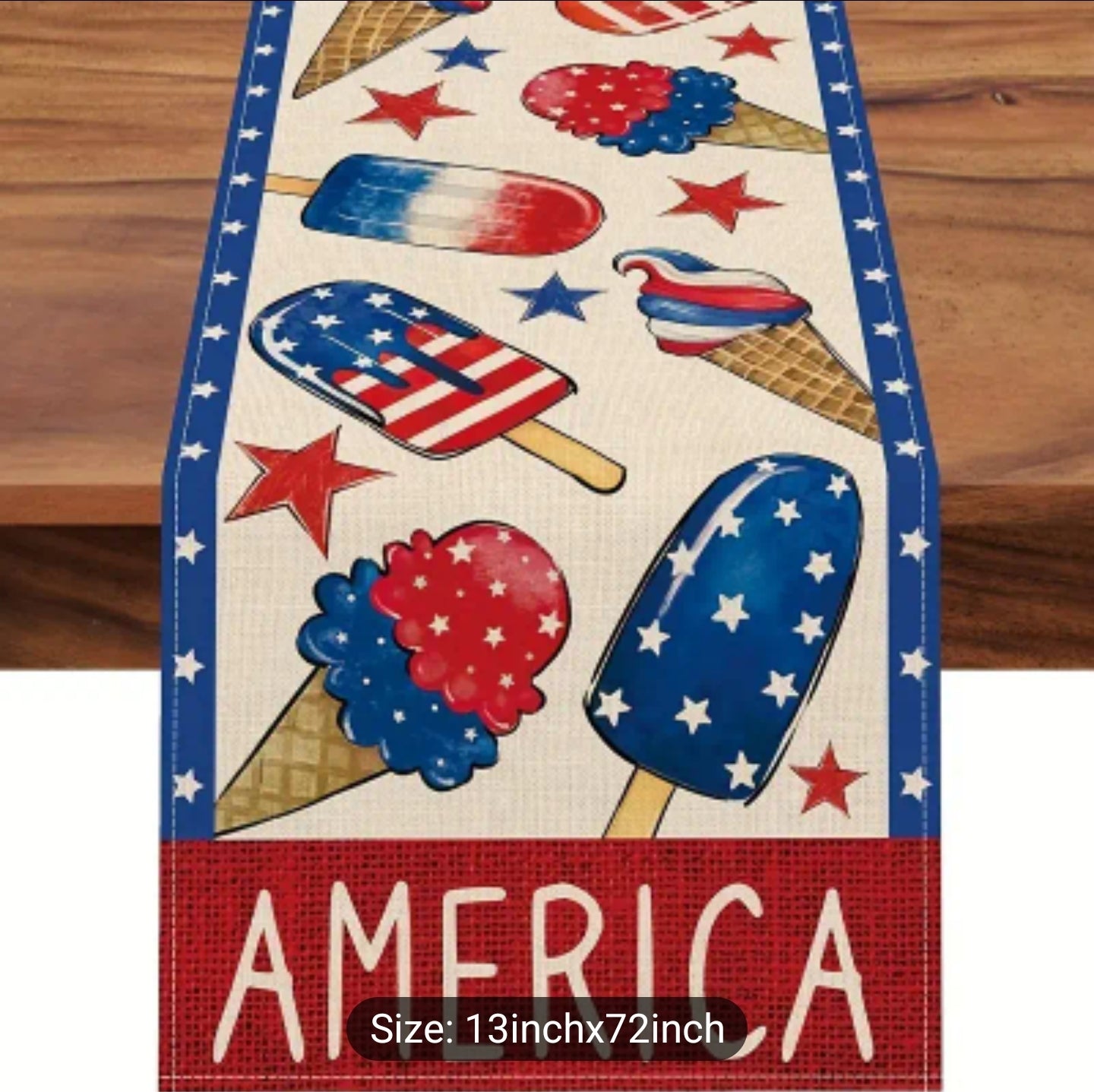 4th of July Popsicles Table Runner 13"x72"