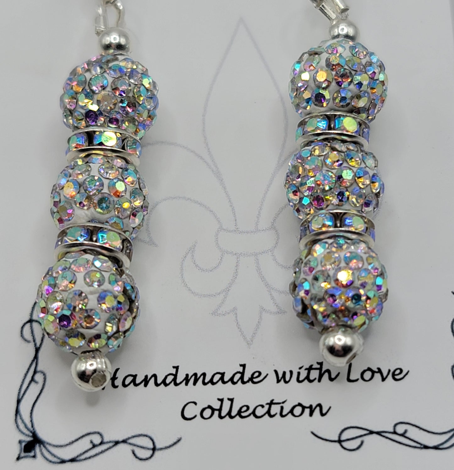 Handmade Clear Rhinestone Dangle Earrings