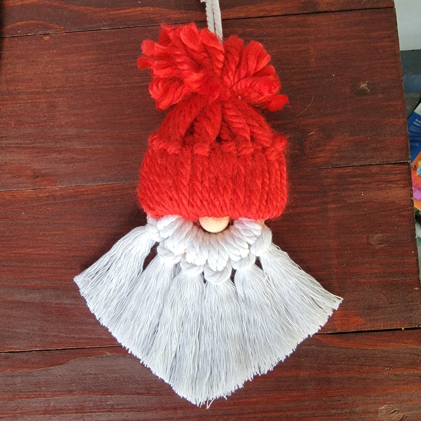 Handmade Macrame Santa Gnome Christmas Ornament
