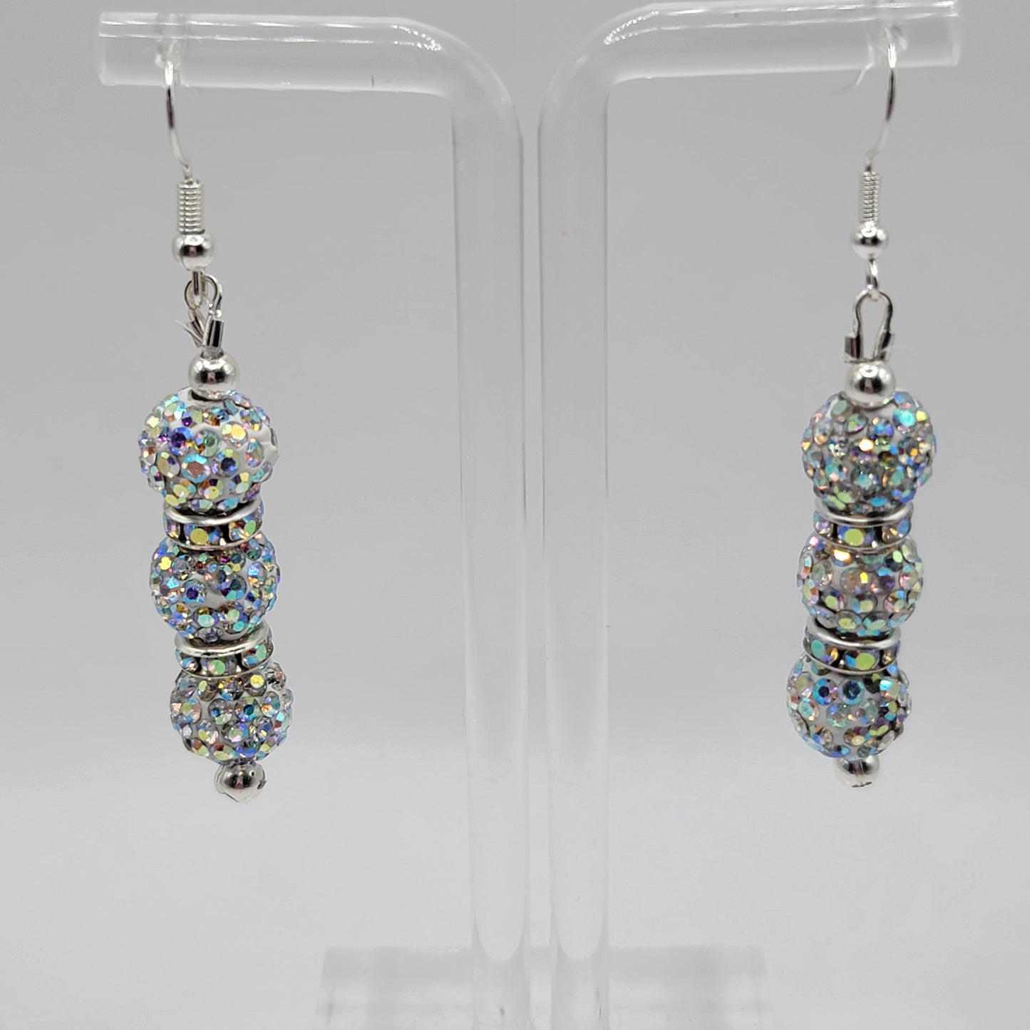 Handmade Clear Rhinestone Dangle Earrings