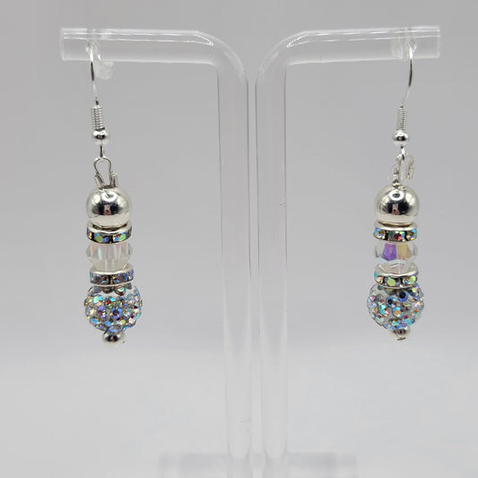 Handmade Clear Rhinestone Dangle Earrings