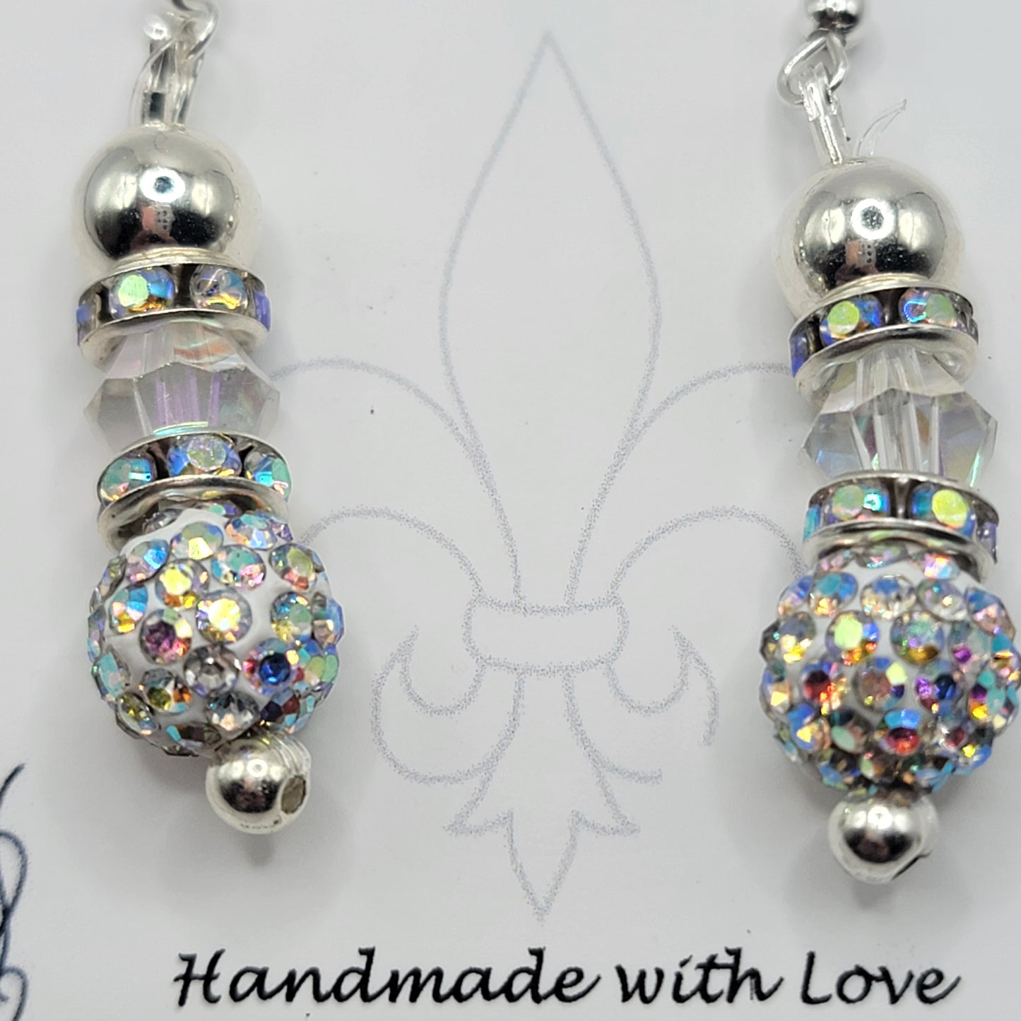 Handmade Clear Rhinestone Dangle Earrings
