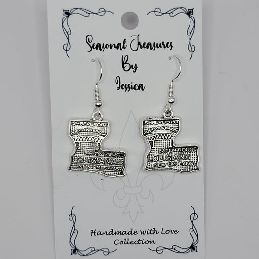 Louisiana Earrings with Louisiana Charm in silver