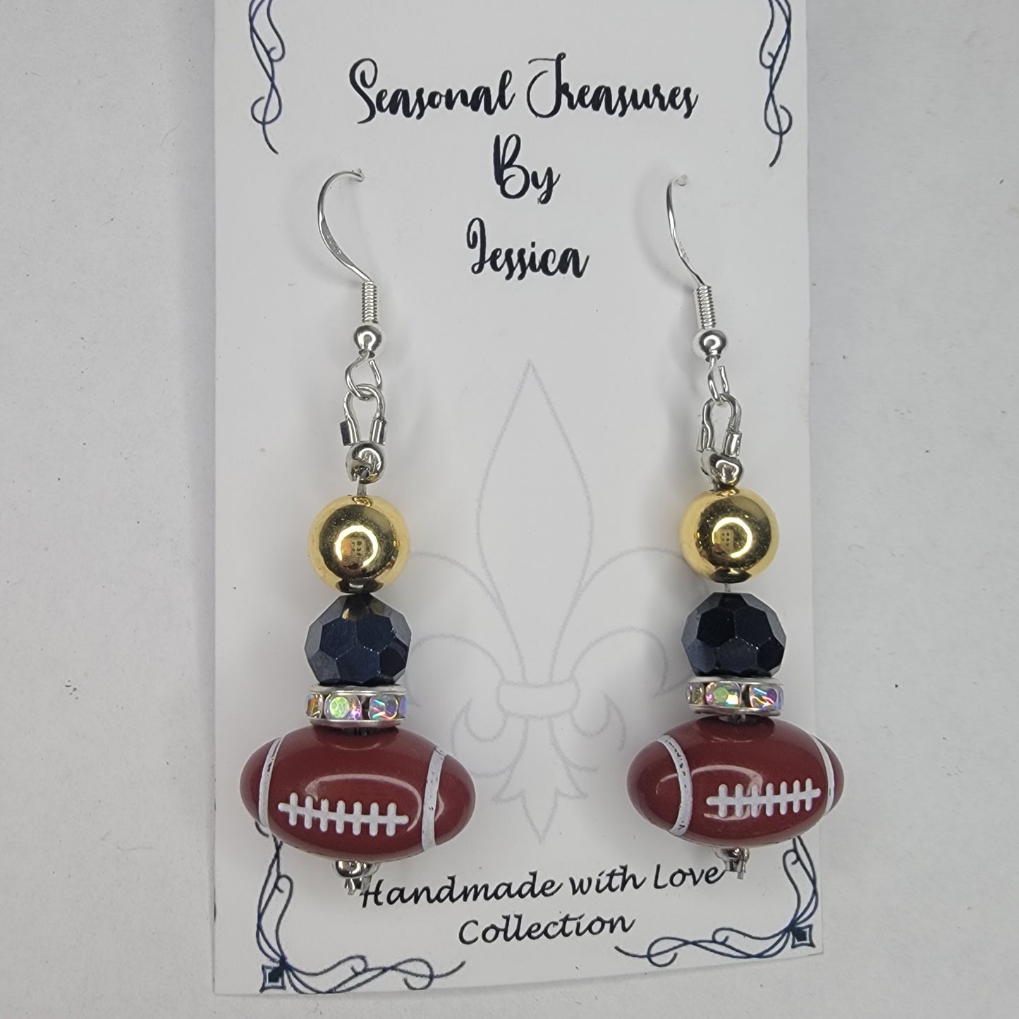 Handmade Beaded New Orleans Saints inspired Black and Gold Earrings