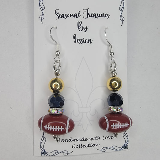 Handmade Beaded New Orleans Saints inspired Black and Gold Earrings