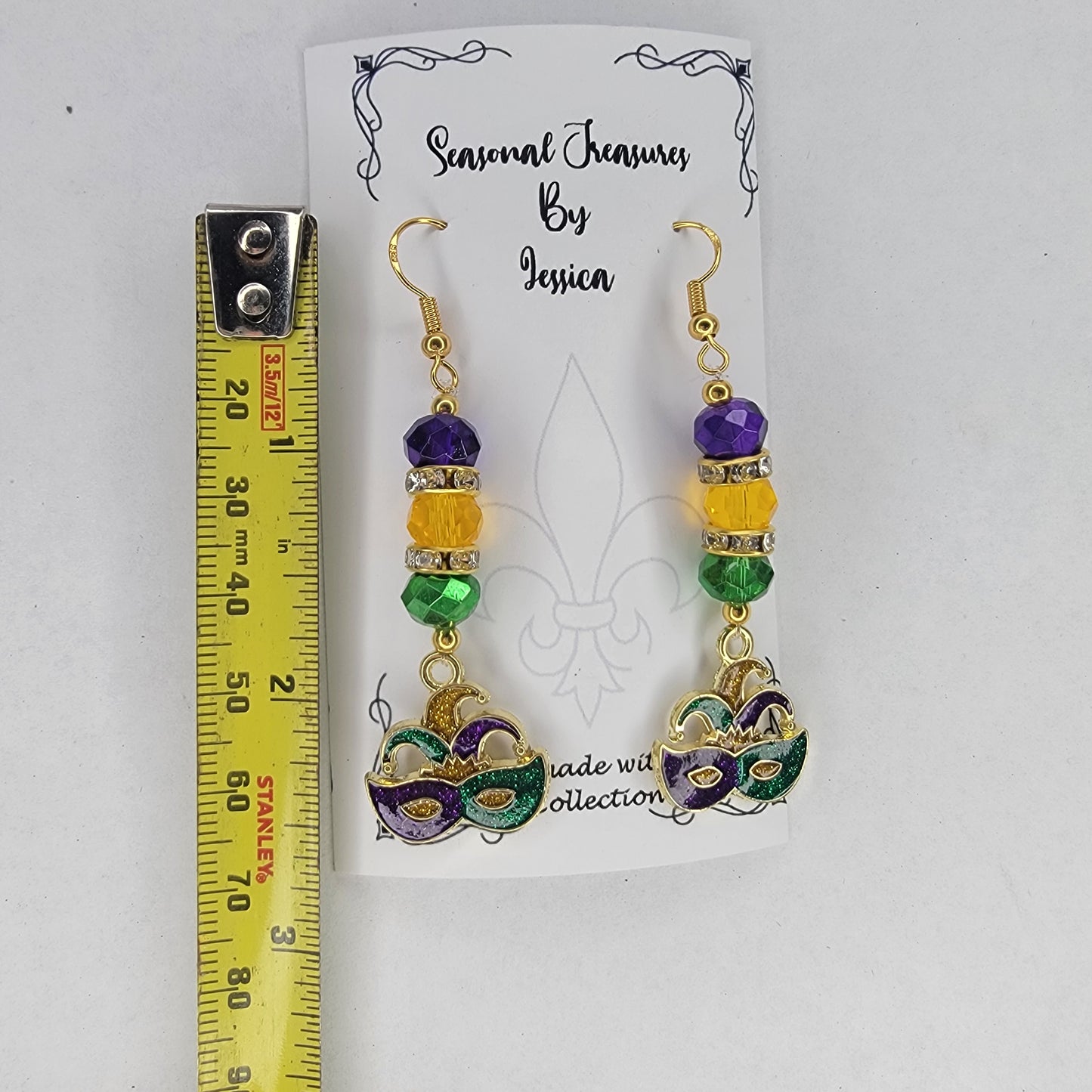 Handmade Mardi Gras Mask Earrings