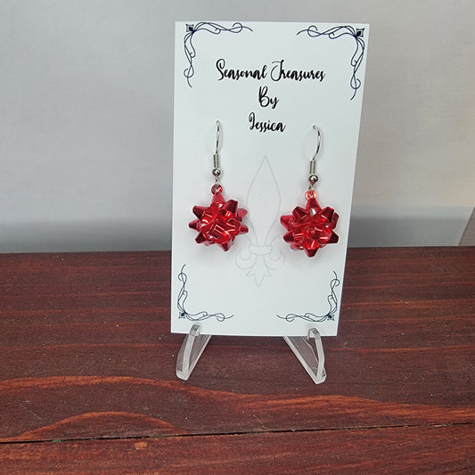 Christmas Bow Earrings Dangles