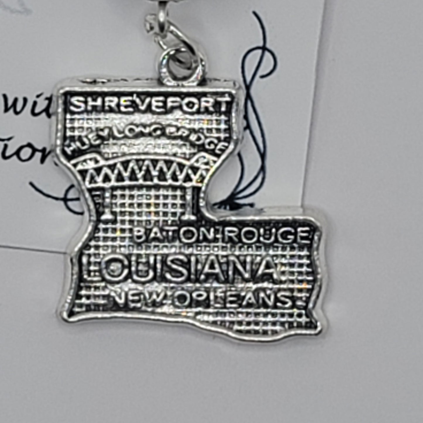 Louisiana Beaded Earrings with Louisiana Charm in silver