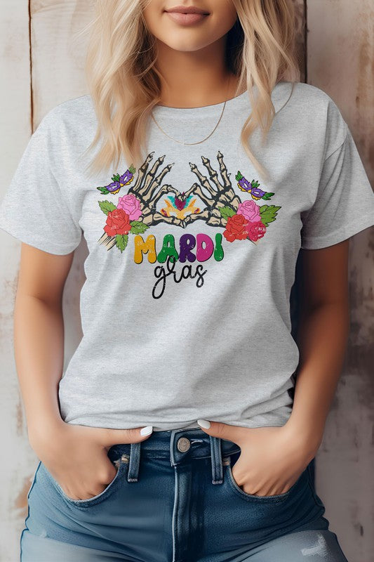 Mardi Gras Skeleton Hands Graphic Tee