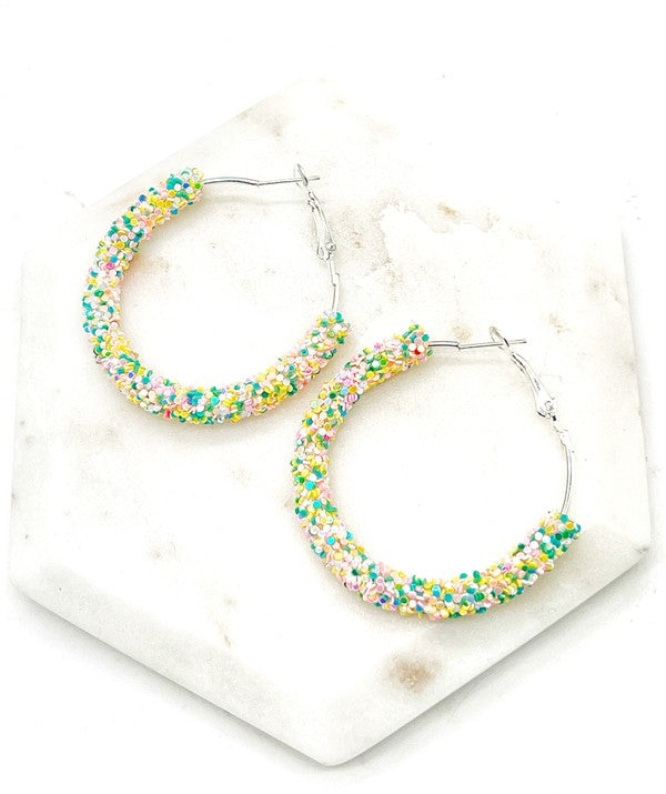 Spring Glitter Hoop Earrings Easter