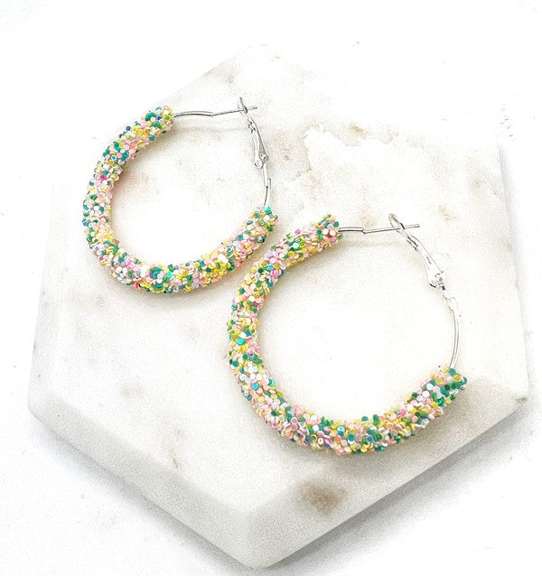 Spring Glitter Hoop Earrings Easter