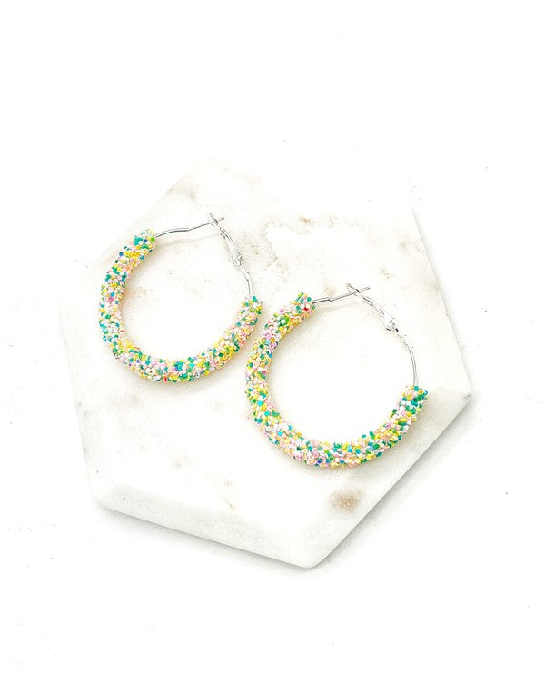 Spring Glitter Hoop Earrings Easter