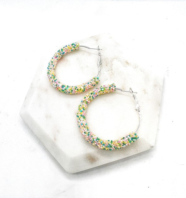 Spring Glitter Hoop Earrings Easter