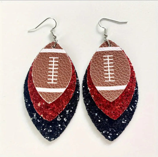 Football Earrings Red and Black