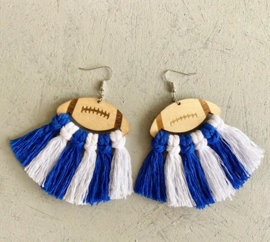 Football Earrings Blue and White