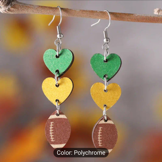 Gold and Yellow Football Earrings