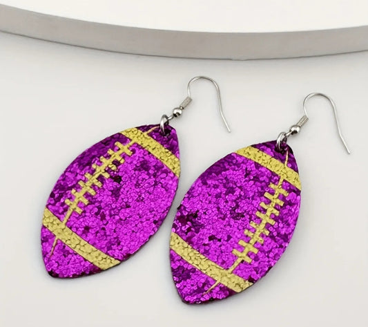 Purple Football Earrings