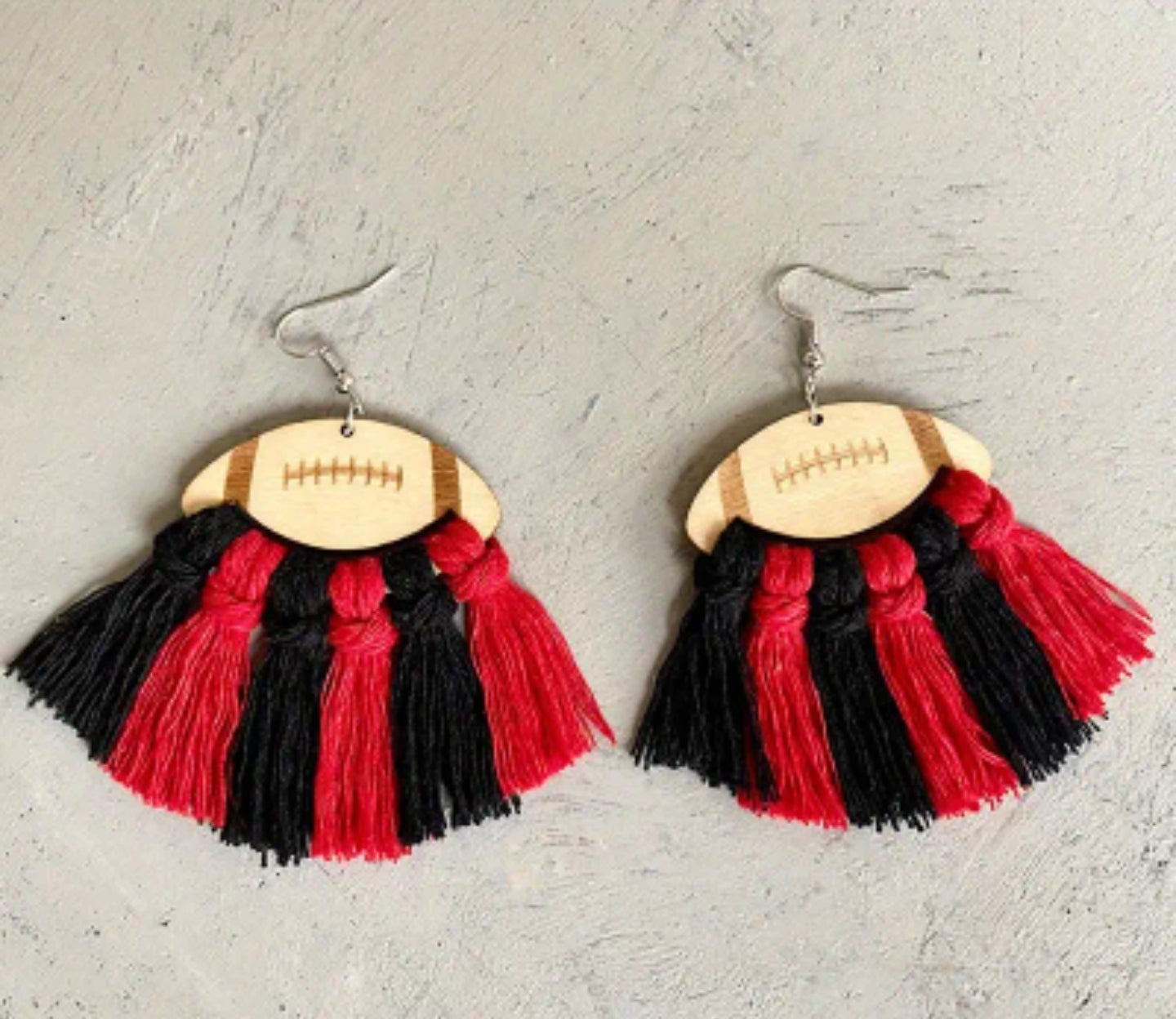 Football Earrings Black and Red