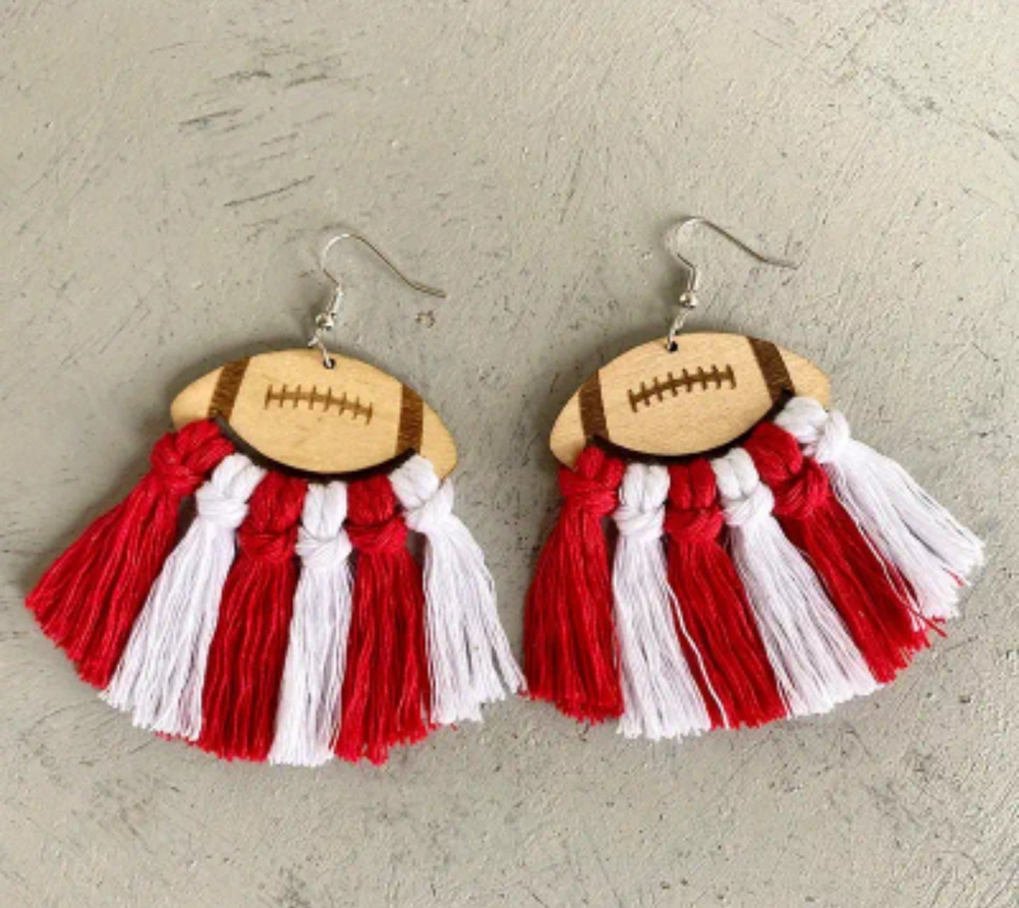 Football Earrings White and Red