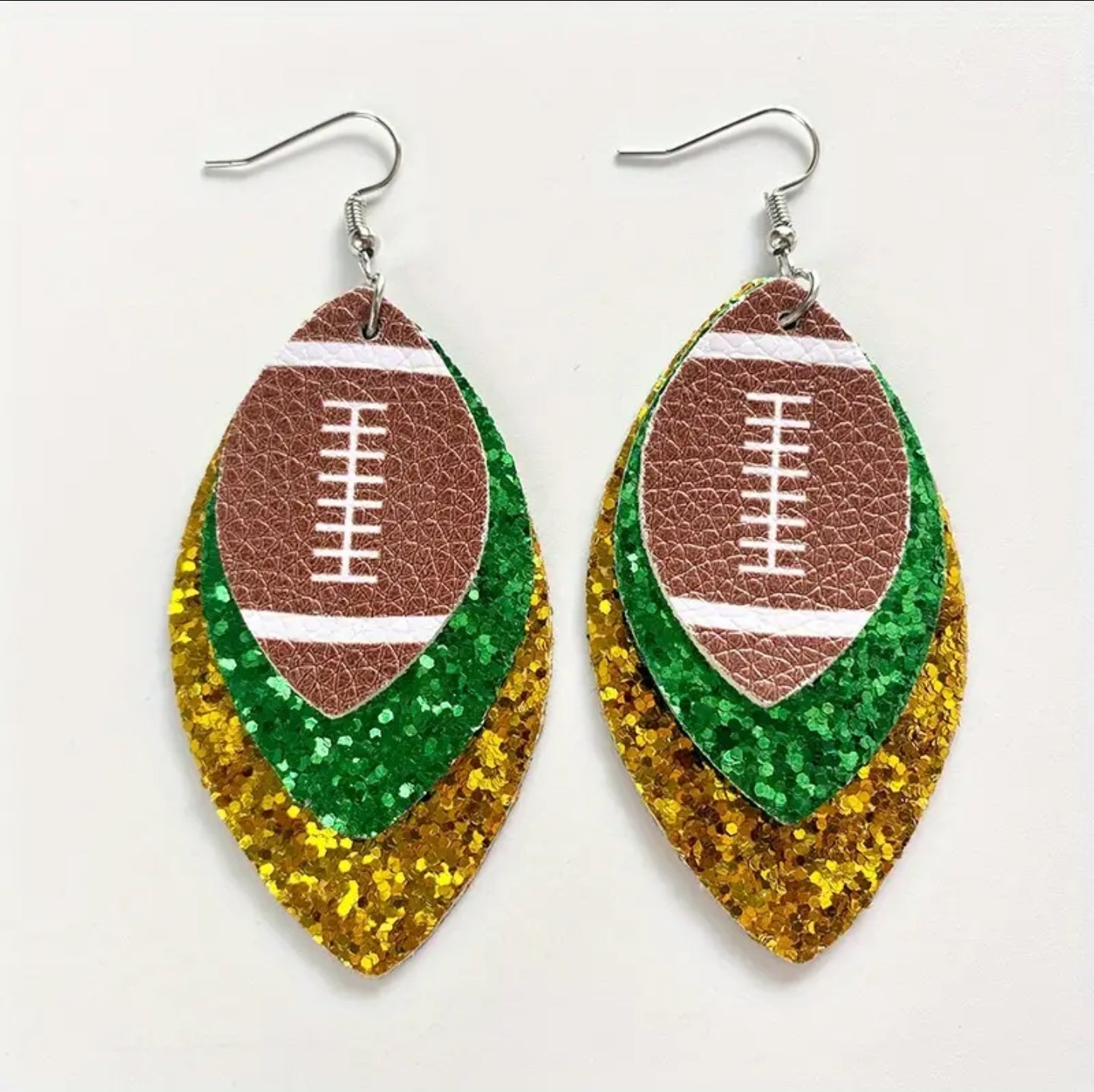 Football Earrings Yellow and Green