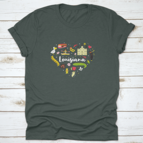 A Festive Heart Shape Of Louisiana T-Shirt