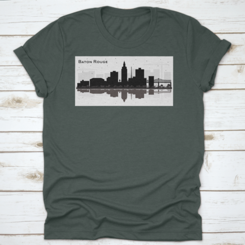 Silhouette City Skyline Of Baton Rouge City In Louisiana With Black