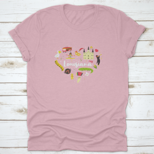 A Festive Heart Shape Of Louisiana T-Shirt