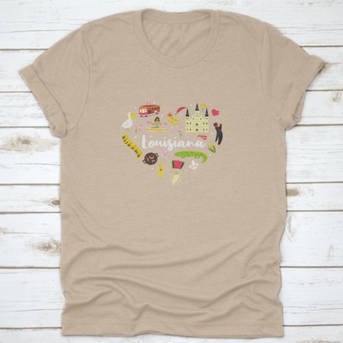 A Festive Heart Shape Of Louisiana T-Shirt