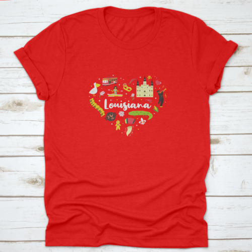 A Festive Heart Shape Of Louisiana T-Shirt