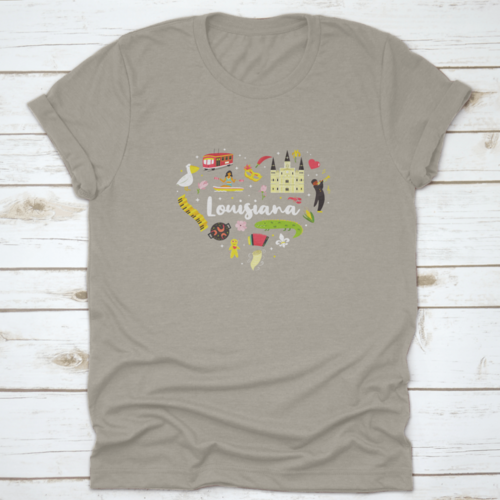 A Festive Heart Shape Of Louisiana T-Shirt