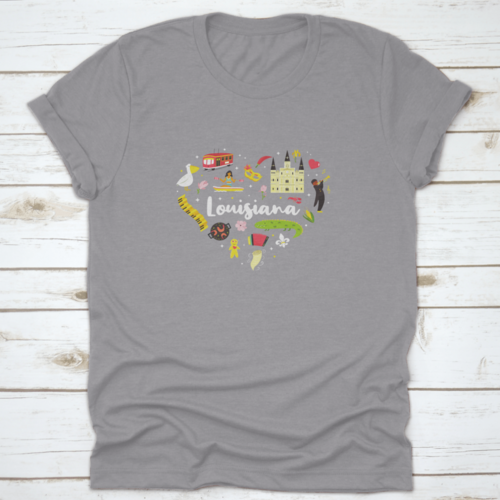 A Festive Heart Shape Of Louisiana T-Shirt