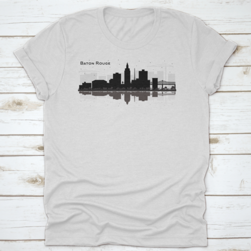 Silhouette City Skyline Of Baton Rouge City In Louisiana With Black