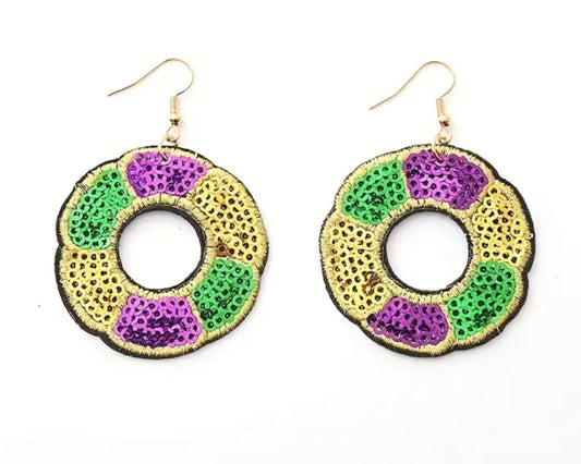 Mardi Gras King Cake Earrings