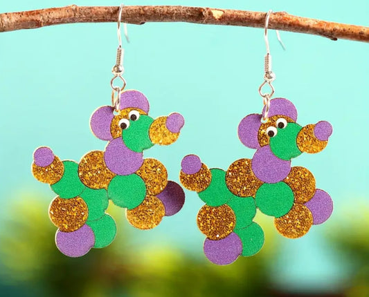 Mardi Gras Bead Dog Earrings