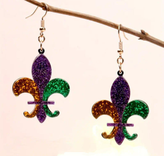 Mardi Gras Fleur De Lis Earrings