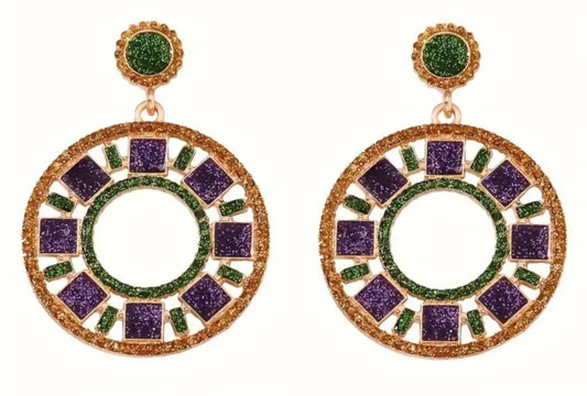 Mardi Gras King Cake Earrings