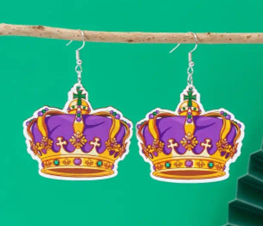 Mardi Gras Crown Earrings